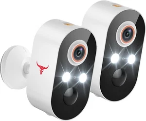 2 Pack Wireless Security Camera System Smart Night Vision Outdoor WiFi Cameras - Picture 1 of 24