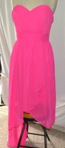 Jordan Women's Sweetheart Flowy Hot Pink Chiffon Overlay Hi Low Dress Size 8 NWT - Picture 1 of 3