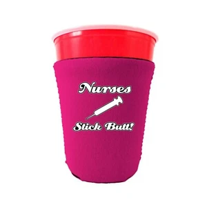 Enfermeras Stick Butt! Taza de fiesta plegable de neopreno Coolie; divertida, fiesta, tiro - Imagen 1 de 8