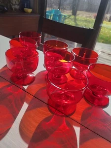 Set of 8 Vintage Morgantown Royal Ruby Footed Sherbert Glasses - Picture 1 of 5