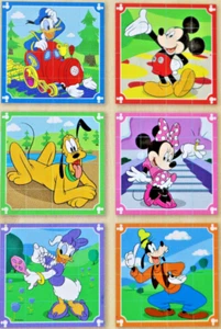 Disney 6 Scene Puzzle in Sturdy Wooden Puzzle Tray 16 Six Sided Blocks - Picture 1 of 4