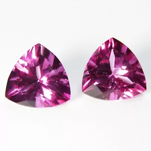 7.76Cts Beautiful Look Natural Pink Topaz 10mm Trillion Cut Pair "Ref VIDEO" - Picture 1 of 4
