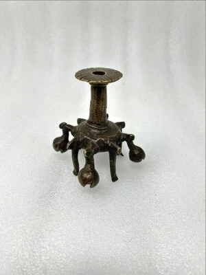 Antique Brass Hand Crafted Surma Dani Old Brass Women Eyeliner Kajal Pot On Leg - Image 1 of 4