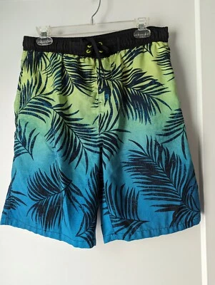 Bañador pequeño Burnside para hombre azul cian palmera frondas hawaiano vacaciones en la playa Foto 1 de 4