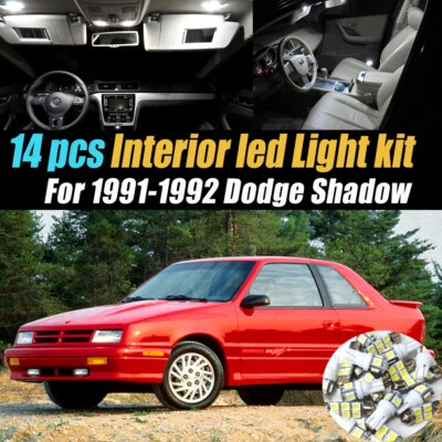 Комплект из 14 супербелых светодиодных ламп для салона автомобиля Dodge Shadow 1991-1992 годов выпуска - Изображение 1 из 4