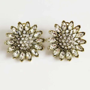 New Glass Flower Statement Stud Earrings Retro Women Party Vacation Jewelry Gift - Picture 1 of 3