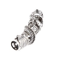 6pcs Tibetan Silver Dragon Carved Curved Tube Spacer Beads Jewelry 43mm