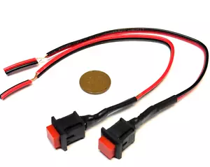 2 x Wired square RED push button switch momentary normally open N/O wires 12v C6 - Picture 1 of 1