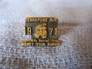 Vtg 1971 TERRAPINS MC, Motorcycle Club Hemet Tour Award Rally, Ride Hat Pin  - Picture 1 of 5