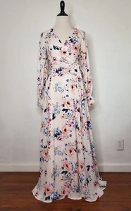 YUMI KIM Giselle Maxi Dress Small Pink Floral Evening Bliss Cameo Faux Wrap NWT - Picture 1 of 11