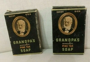 VINTAGE GRANDPAS WONDER PINE TAR SOAP CINCINNATI OHIO GUEST SIZE 2 BARS - Picture 1 of 8