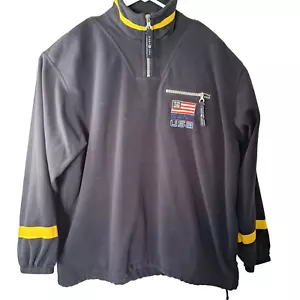 Sudadera Pullover Gant EE. UU. Polar Para Hombres Resistente De Colección Años 90 Cremallera Azul Marino Cordón - Imagen 1 de 12