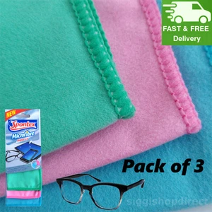 Pack of 3 High Quality MICROFIBRE GLASSES/ SUNGLASSES LENS CLEANING WIPE CLOTH - Picture 1 of 2
