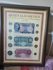 Rare QUEEN ELIZABETH II Collection Framed Pre-Decimal Coins 1953-1974 - Picture 1 of 13