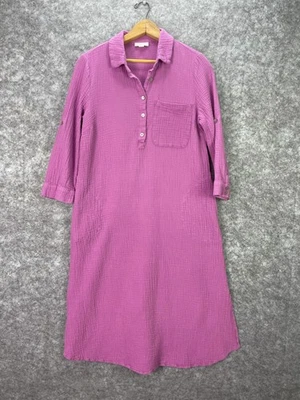 J. Jill Dress Womens Extra Small Purple Gauze Cotton Popover Shirt Dress Pockets - Image 1 of 4