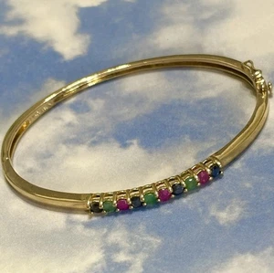 Brazalete de plata esterlina Ross Simons RUBÍ ESMERALDA ZAFIRO 925 Vermeil - Imagen 1 de 3
