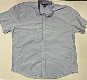 Tommy Hilfiger Classic Fit XXXL Blue Stripe Button Up Short Sleeve Shirt - Picture 1 of 17