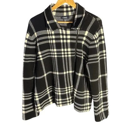 Chaqueta Suéter CHAPS Mujer XXL Tejida Moto Cuadros Asimétrica Academia Cyberpunk It Foto 1 de 4