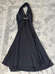 My Michelle Designer Halter Plunge Ring Dress Women Size Small Black Tulle - Picture 1 of 8