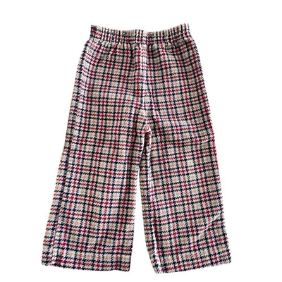Pantalones 2T vintage años 70 rojo y azul terciopelo a cuadros pierna ancha niños pequeños Foto 1 de 4