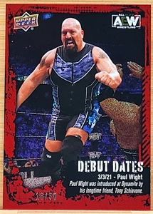Cubierta superior AEW PAUL WIGHT 2022 fechas de debut rojo #D/50 - Imagen 1 de 2