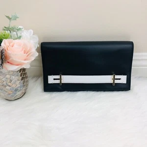 *NWT!* Michael Kors Chelsey Black and White Leather Clutch Purse w/Strap B002 - Picture 1 of 12