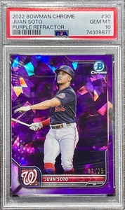 2022 Bowman Chrome Sapphire Juan Soto /25 Purple Refractor 30 PSA 10 POP 2 - Bild 1 von 2