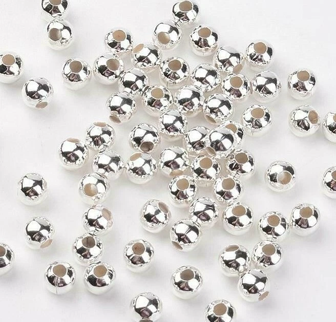 Silver Spacer Beads Small Round Smooth Wish Bracelets 3mm Diameter 1000pcs - Image 1 of 1