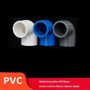 PVC 90°Elbow 16mm-200mm Solvent Weld Pressure Pipe Connector DIY White/Grey/Blue - Picture 1 of 3