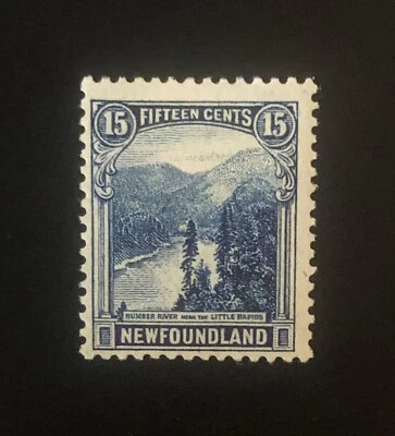 Stamps Canada Newfoundland Sc142  15c dp blue Little Rapids of 1923, see detail. - Image 1 of 4