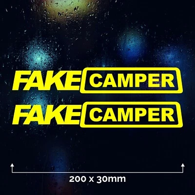 DEVILPRINTSUK 2 x FAKE CAMPER Car Sticker Vinyl Decal Funny Bumper Window VW Volkswagen Yellow