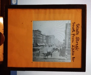 Vintage Magic Lantern Glass Slide CHICAGO Downtown STATE STREET South frm LakeSt - Picture 1 of 2