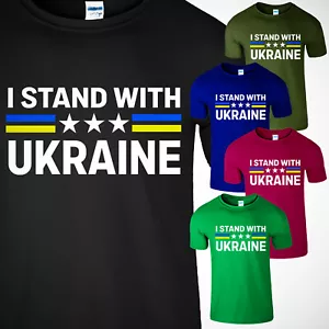 T-shirt uomo ucraina bandiera sostegno sto con ucraino USA maglietta regalo americana - Foto 1 di 11