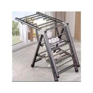 Clothes Drying Rack Folding Mobile Stainless Steel Indoor/Outdoor - Picture 1 of 4