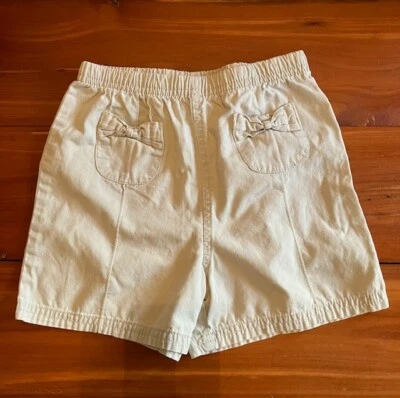 Pantalones Cortos Desteñidos Glory Niñas 5T Algodón Strech Bronceado ~ Bolsillos con Lazo Foto 1 de 3