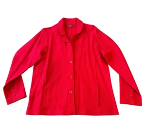 Eileen Fisher Womens Petite Medium Jacket Boiled Wool Long Sleeve Buttoned Red - Picture 1 of 7