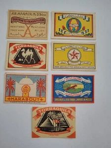 7 Arabic Scenes Matchbox Labels All Loose - Picture 1 of 1