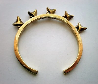 Designer Signed MANIAMANIA Brass Dangling shark tooth teeth Cuff Bracelet - Image 1 of 4
