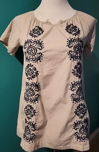 Tea Collection Girls 8 Juniors Short Sleeve Floral Embroidered Shirt Top Tunic - Picture 1 of 11