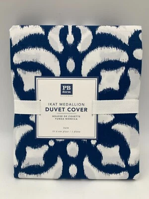 Funda nórdica Pottery Barn niño adolescente Ikat medallón niñas azul marino completa reina 117A Foto 1 de 4