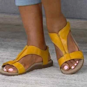 Women's Summer Sandals Flat Gladiator T Strap Thong Open Toe Comfy Beach Shoes - Picture 1 of 30