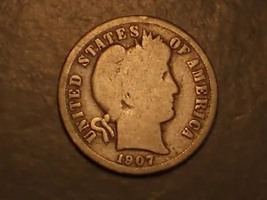 1907 D Barber Dime (Attractive) - Picture 1 of 4