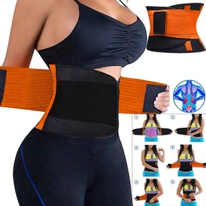WOMEN WAIST TRAINER BODY SHAPER TUMMY CONTROL BELT BELLY FAT BURNER SLIM CORSET - Picture 1 of 4