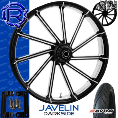 Rueda de motocicleta Rotation Javelin DarkSide paquete Kawasaki Vaquero Vulcan 21" Foto 1 de 2