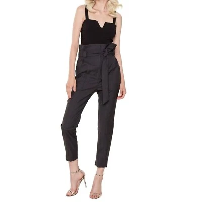 IRO Negro Lana Paxi Bolsa de Papel Corbata Cintura Pantalones Pantalones Talla 42 EUR (34W) Defecto 0112 Foto 1 de 4