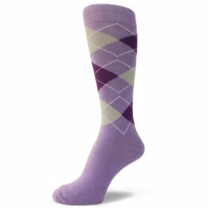 Lavender /White /Purple Men's Groomsmen Wedding Argyle Dress Socks --MA018 - Picture 1 of 1