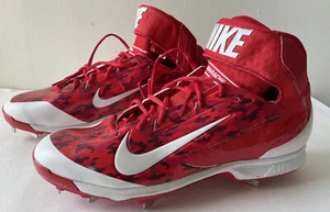 Nike Air Huarache Pro Metal Mid Red White 13 599235-698 Baseball Cleats - Picture 1 of 8