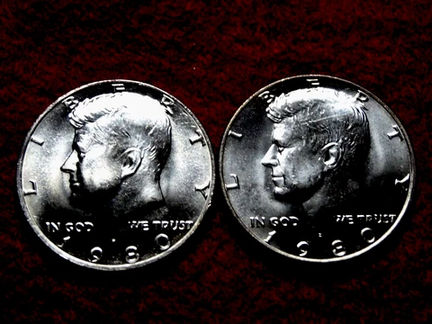 1980 P D KENNEDY  UNC  CLAD HALF DOLLARS  (2-COINS) ITEM  #55R Cover