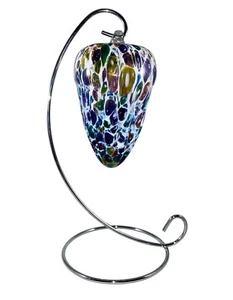 Hand Blown Glass Decorative Or Christmas Ornament Beautiful Multicolor 4.5” Tall - Picture 1 of 5