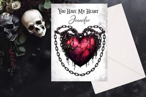 Personalised Gothic Birthday Card , Valentines Card, Rose Gothic Card